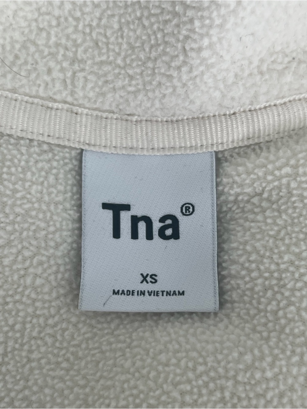 Aritzia Tna Polar 1/2 Zip Fleece Pullover Birch Cream XS Cropped Half Zip - Picture 10 of 11